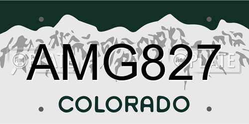 AMG827 Colorado License Plate