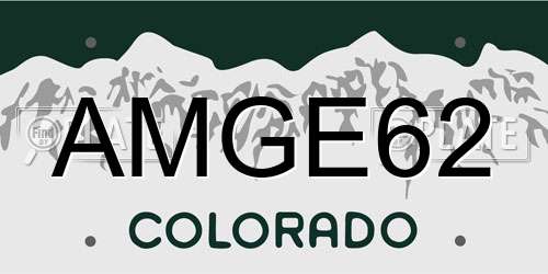 AMGE62 Colorado License Plate