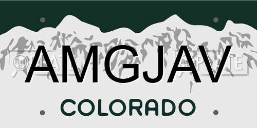 AMGJAV Colorado License Plate