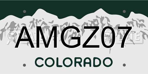 AMGZ07 Colorado License Plate