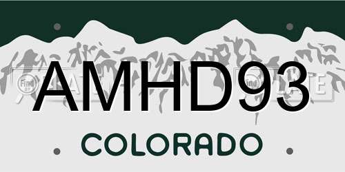 AMHD93 Colorado License Plate