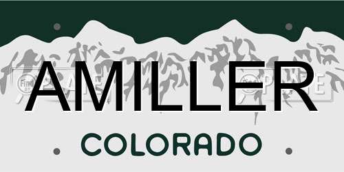 AMILLER Colorado License Plate