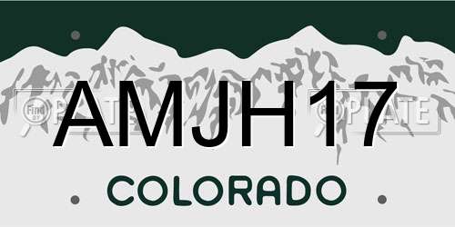 AMJH17 Colorado License Plate