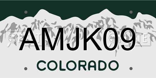AMJK09 Colorado License Plate