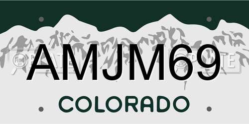 AMJM69 Colorado License Plate