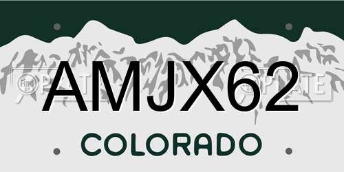 AMJX62 Colorado License Plate