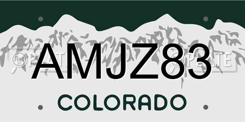 AMJZ83 Colorado License Plate