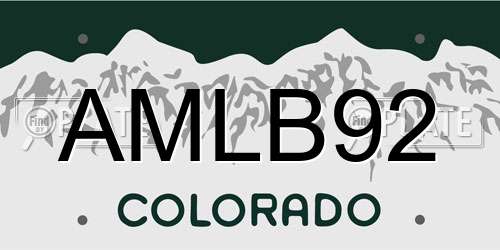 AMLB92 Colorado License Plate