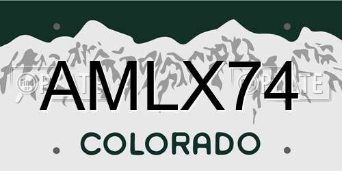 AMLX74 Colorado License Plate