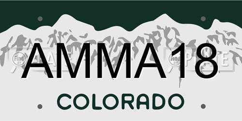 AMMA18 Colorado License Plate