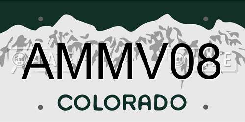 AMMV08 Colorado License Plate