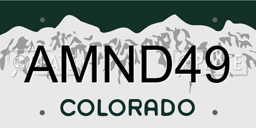 AMND49 Colorado License Plate