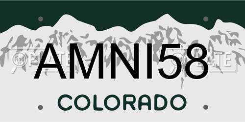 AMNI58 Colorado License Plate