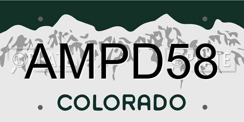 AMPD58 Colorado License Plate