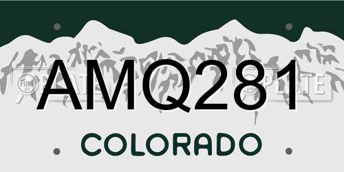 AMQ281 Colorado License Plate