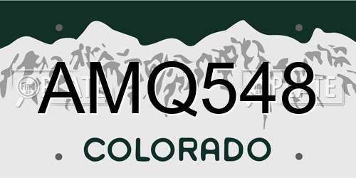 AMQ548 Colorado License Plate
