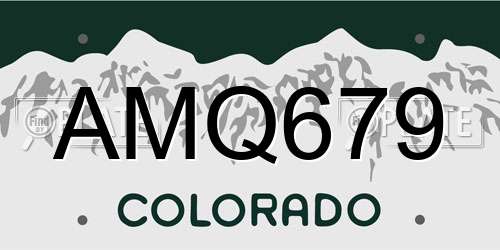 AMQ679 Colorado License Plate