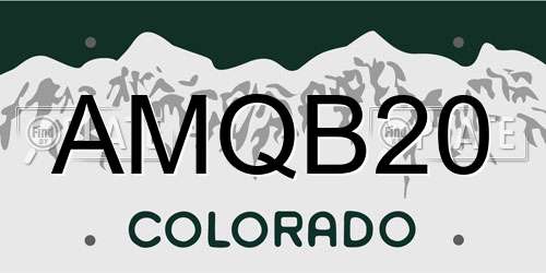 AMQB20 Colorado License Plate