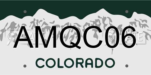 AMQC06 Colorado License Plate