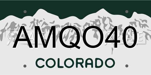 AMQO40 Colorado License Plate