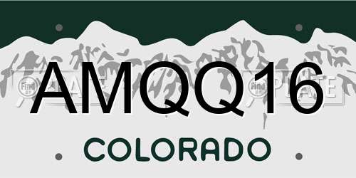 AMQQ16 Colorado License Plate