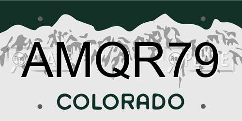 AMQR79 Colorado License Plate
