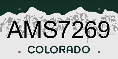 AMS7269 Colorado License Plate