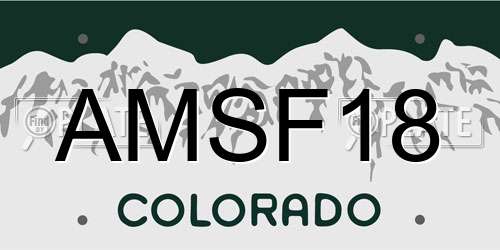 AMSF18 Colorado License Plate
