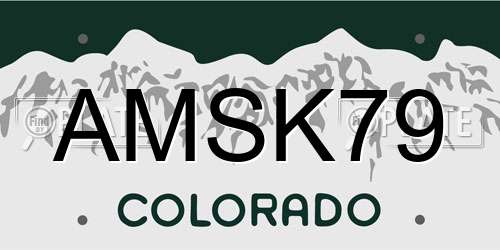 AMSK79 Colorado License Plate