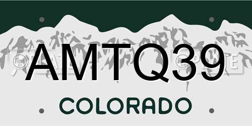 AMTQ39 Colorado License Plate