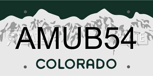 AMUB54 Colorado License Plate