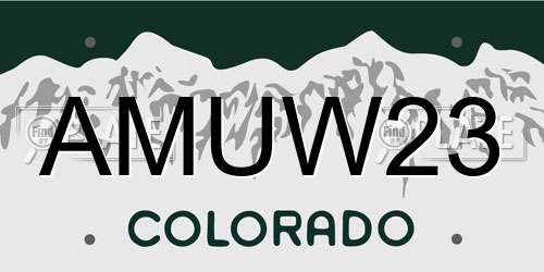 AMUW23 Colorado License Plate
