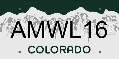 AMWL16 Colorado License Plate
