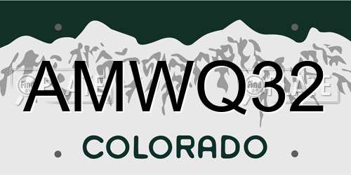 AMWQ32 Colorado License Plate