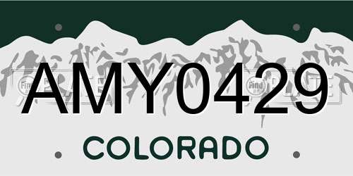 AMY0429 Colorado License Plate