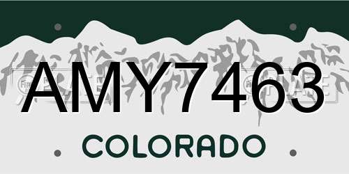AMY7463 Colorado License Plate