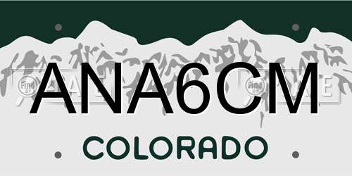 ANA6CM Colorado License Plate