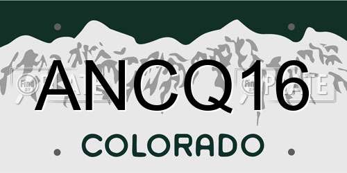 ANCQ16 Colorado License Plate