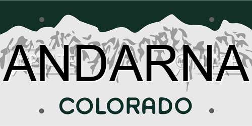 ANDARNA Colorado License Plate