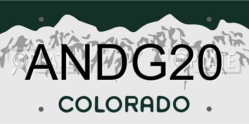 ANDG20 Colorado License Plate