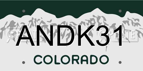 ANDK31 Colorado License Plate