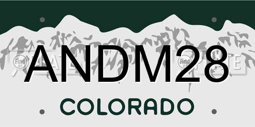 ANDM28 Colorado License Plate