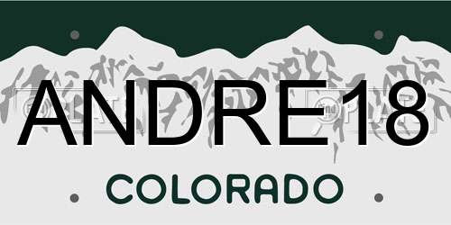 ANDRE18 Colorado License Plate