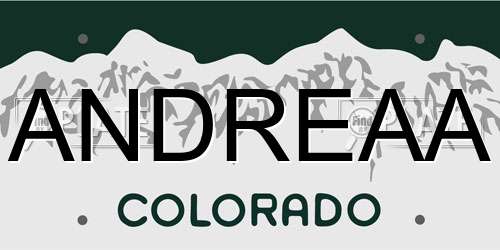 ANDREAA Colorado License Plate