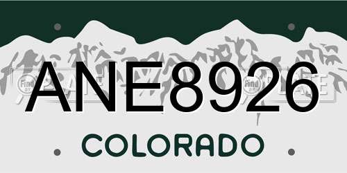ANE8926 Colorado License Plate