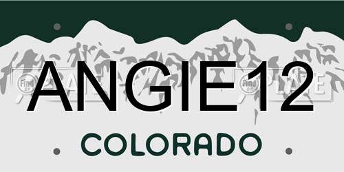 ANGIE12 Colorado License Plate