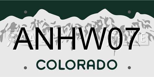 ANHW07 Colorado License Plate