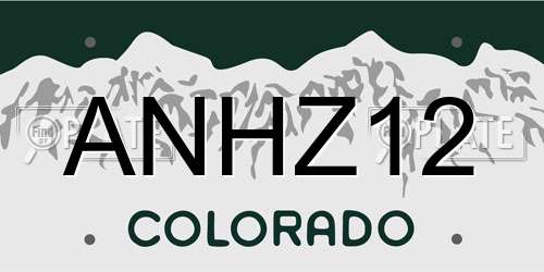 ANHZ12 Colorado License Plate