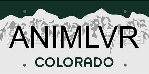 ANIMLVR Colorado License Plate
