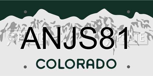 ANJS81 Colorado License Plate